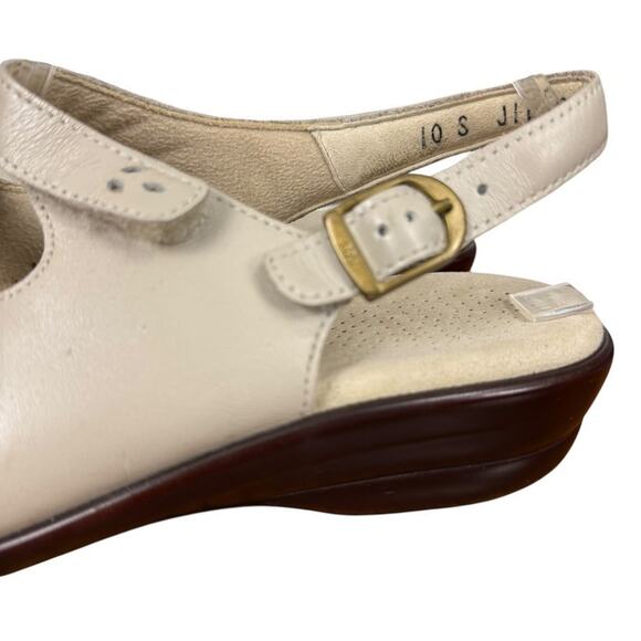 SAS Quatro Ivory Leather Slingback Comfort Sandals Shoes Open Toe USA Made 10 S - Picture 9 of 16